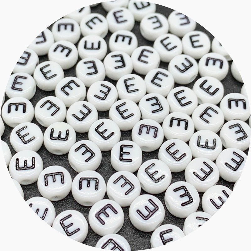 100pcs Manik-Manik Bentuk Bulat Motif 26 Huruf Ukuran 4x7mm Untuk Membuat Perhiasan Diy