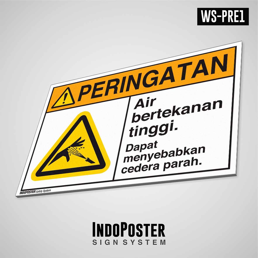 

Safety Sign Rambu K3 PVC ANSI Bahaya Air Bertekanan Tinggi Dapat Menyebabkan Cedera Parah M 45x30cm
