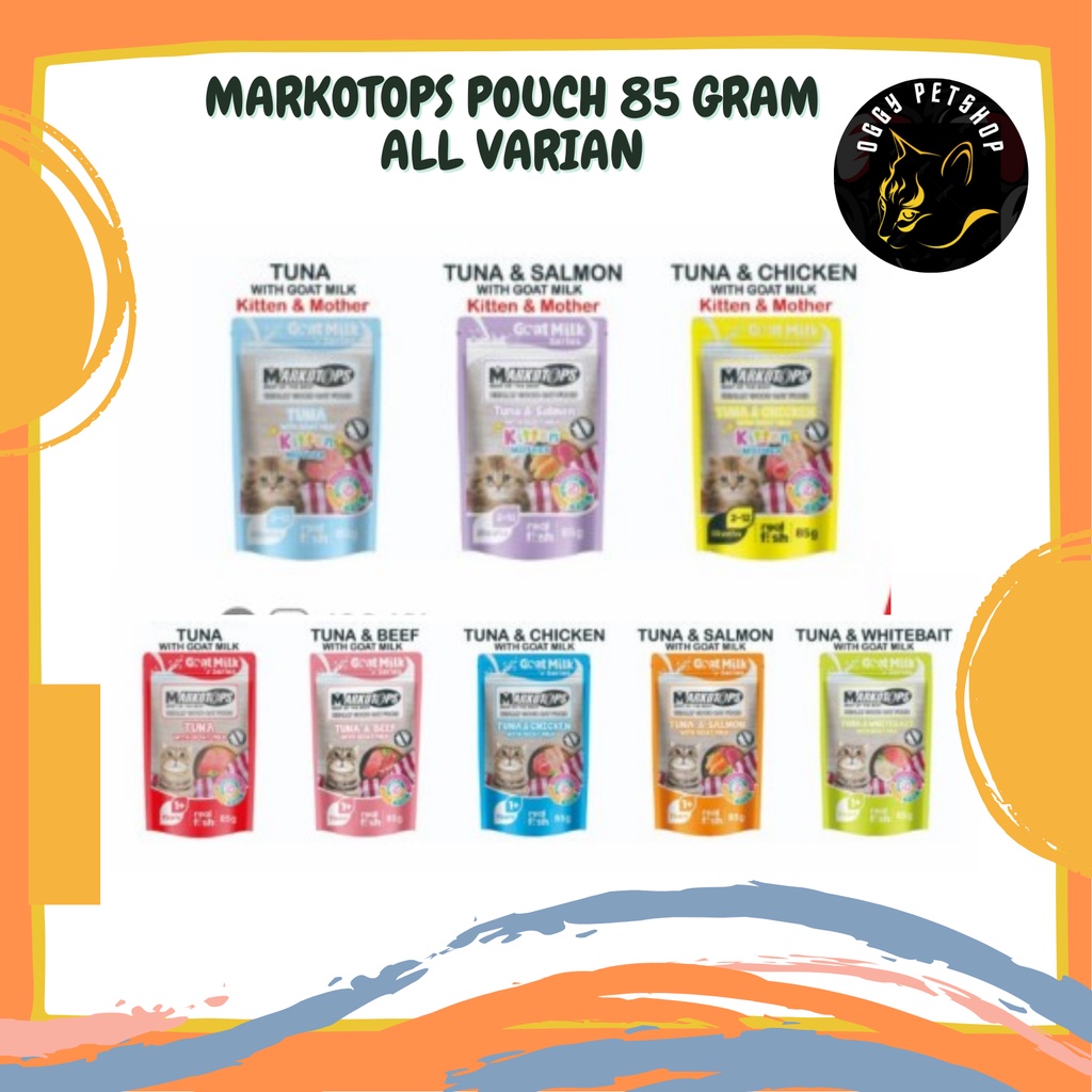 Markotops Pouch 85gr All Varian Semua Rasa Makanan Kucing Adult &amp; Kitten