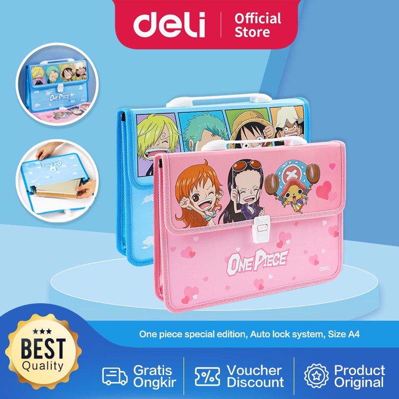 

Deli One Piece School Briefcase / Tas Dokumen A4 Lucu Kartun One Piece Dengan Sistem Auto Lock Multifungsi