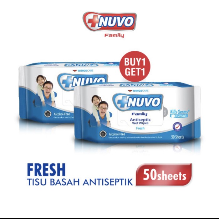 Nuvo Tissue Basah Antiseptic 50 + 50 Lembar Wet Tissue Antiseptic - Original Merah