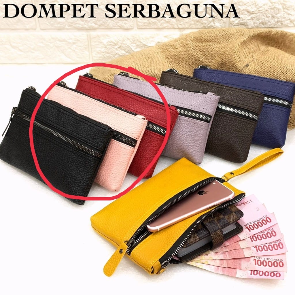OMI DOMPET WANITA MURAH POUCH PAVIRUT SEMUA MASUK HP KUNCI HAND BAG ALL IN ADA TALI-PINKMUDA 2 RISLETING