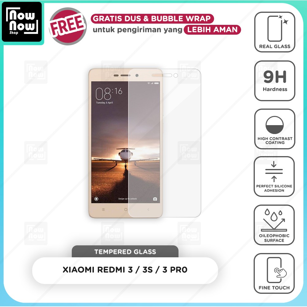 Tempered Glass Anti Gores Xiaomi Redmi 3 / 3S / 3 Pro / 3 Prime Screen Guard Protector 9H Kaca