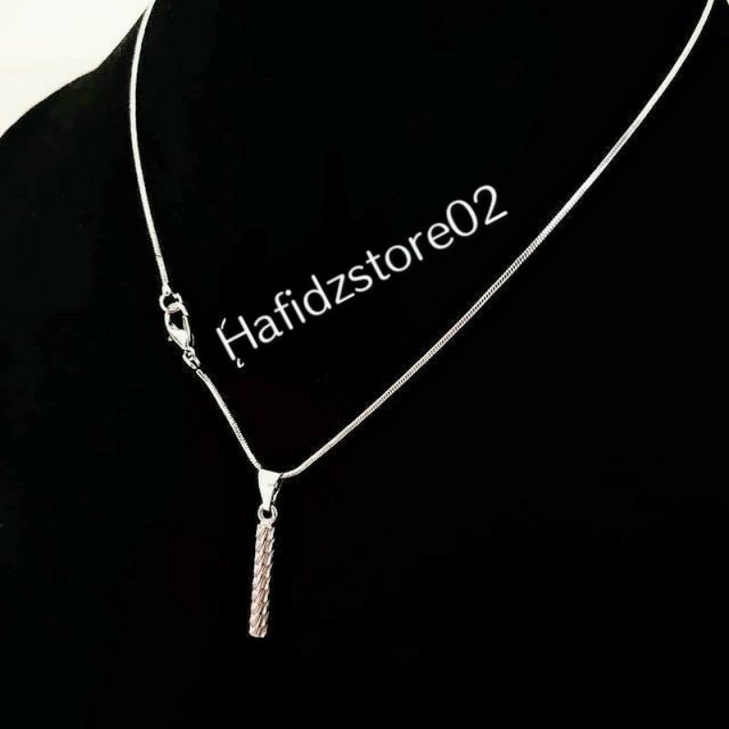 kalung belut titanium liontin silver