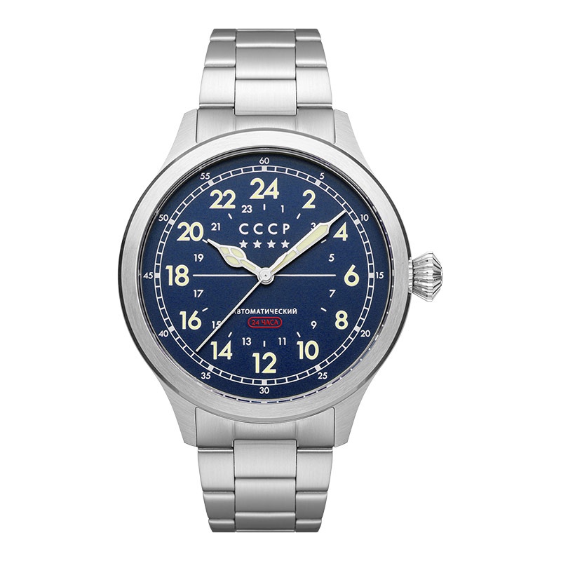 [CLEARANCE MEI] Jam Tangan Pria CCCP Chklov CP-7079-22 Automatic Men Blue Dial Stainless Steel Strap