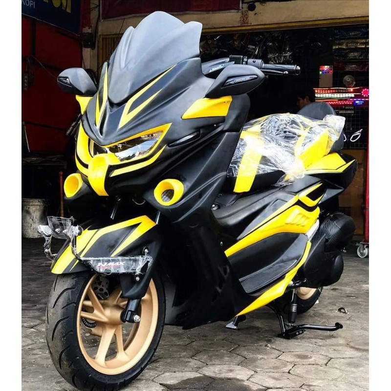 Full Set Body Bodi Predator Yamaha Nmax Old ( 2015-2019 ) Grafist Hitam Yellow Stabilo