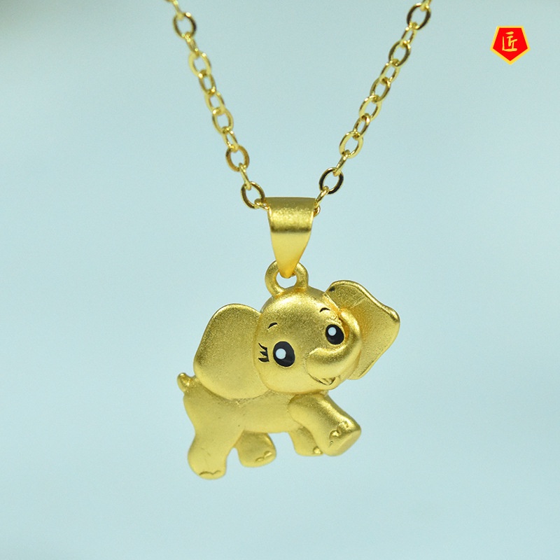 [Ready Stock]Dancing Elephant Gold Pendant Cute Fashion