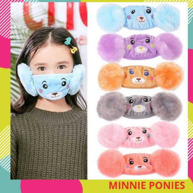  MASKER  BONEKA IMPORT MASKER  BULU ANAK  EARMUFF MASKER  