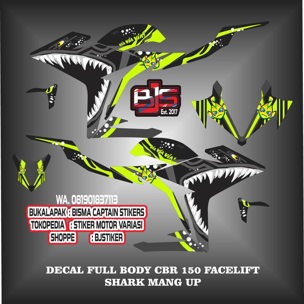 Stiker Striping Decal Full Body Cbr 150 Facelift Shark Mang Up