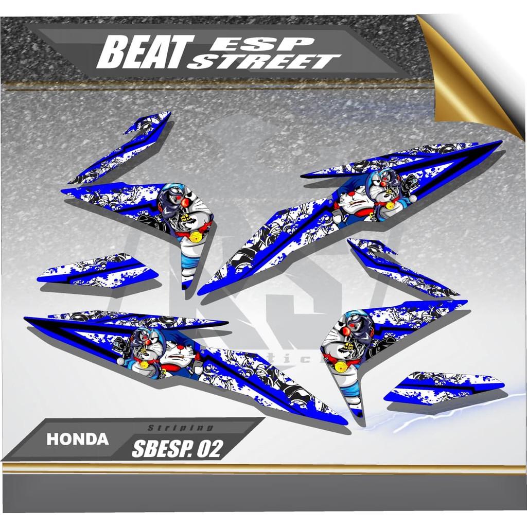 Sticker Striping Motor Beat Street / Beat Fi Esp / Beat Iss / Beat Fi New - Stiker Variasi Doraemon