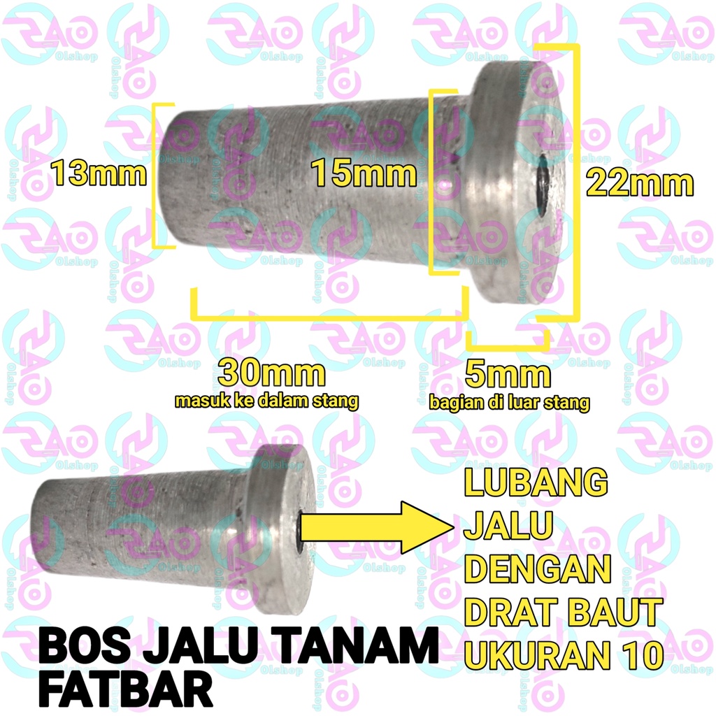 BOSH JALU / DUDUKAN JALU tanam fatbar STANG DAY COPY DAYTONA DDF CMZ NRV DLL diameter 15mm