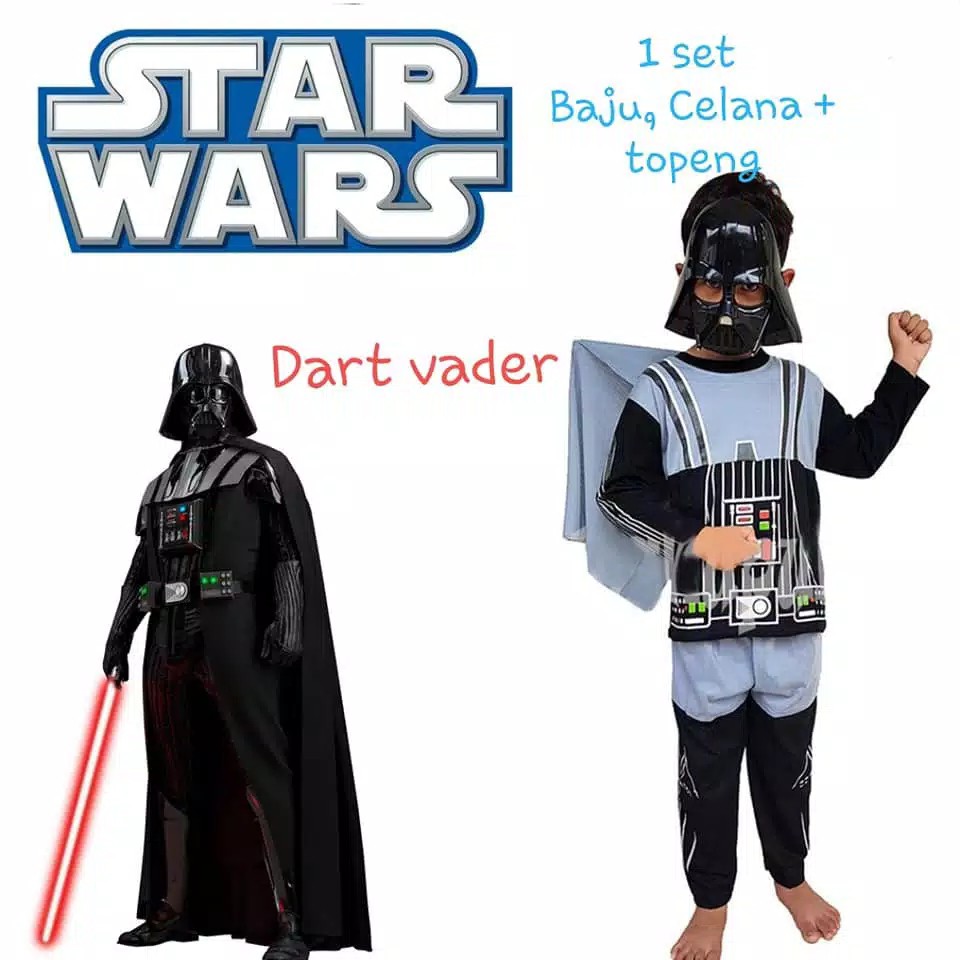 Kostum Star wars Hitam Dart vader terlaris terbaru termurah / kaos baju anak star wars