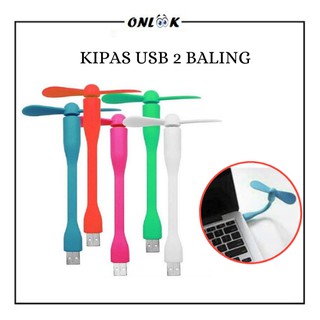 Kipas Angin USB Mini 2 Baling Flexible / Portable Travel USB Fan V8 / Kipas Usb Colok Powerbank PC Laptop