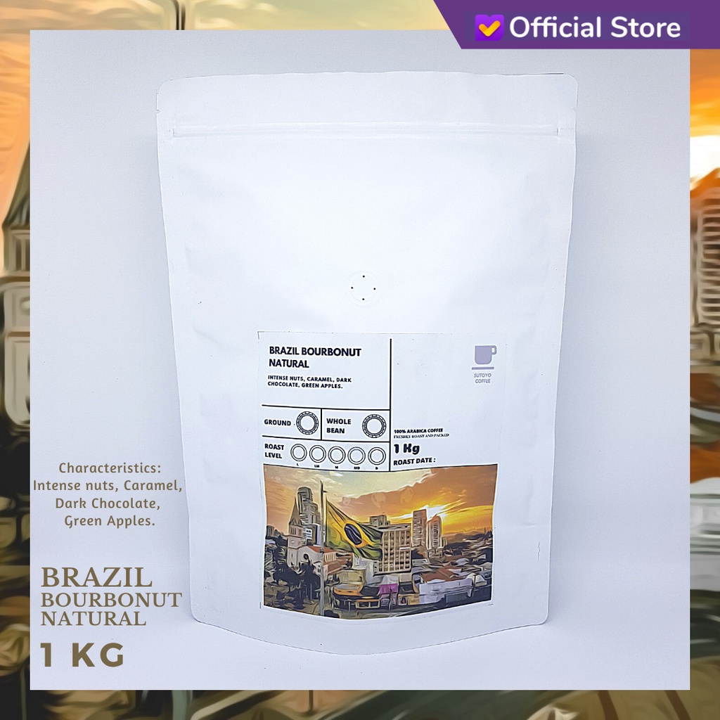 

SUTOYO COFFEE – Kopi Arabika Brazil Bourbonut Natural 1 Kilogram (kg) | Imported Beans | Kopi Import | Medium Roast | Single Origin | Sutoyo Coffee