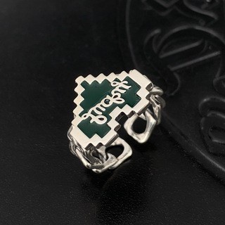 Cincin Model Terbuka Desain Mosaik Hati Warna Hijau Tua Gaya Hip Hop Untuk Wanita