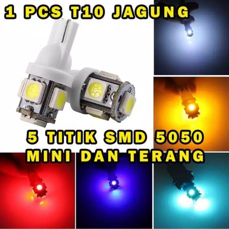 LAMPU SENJA 5 MATA LED  T10/MOTOR MOBIL AC DC 12 VOLT LAMPU BELAKANG NMAX VARIO SOKET T10