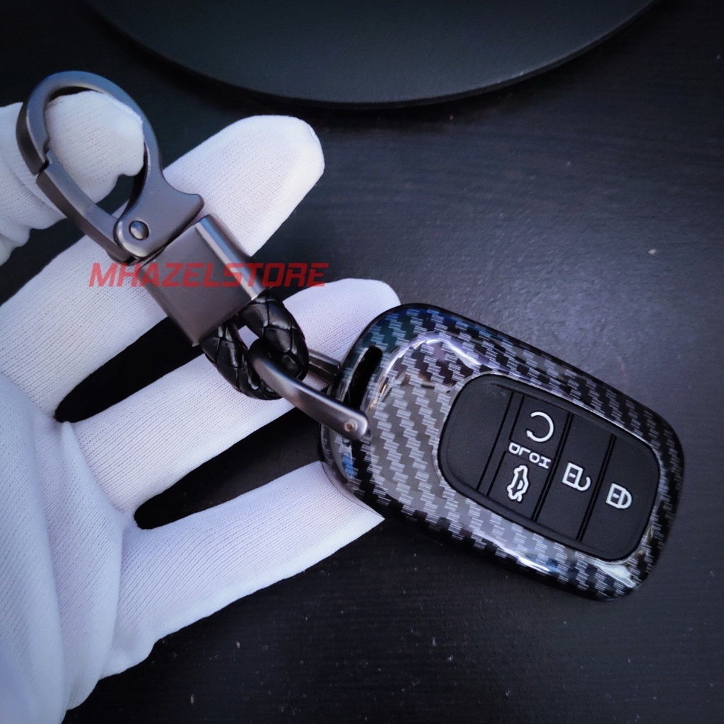 Gantungan kunci sarung remote keyless cover casing MOBIL CIVIC HRV 2022 logo model carbon