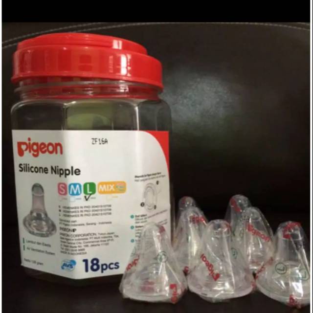 ORIGINAL ASLI DOT PIGEON NIPPLE ECER SILICONE S,M,L / dot silicone pigeon slim neck regular