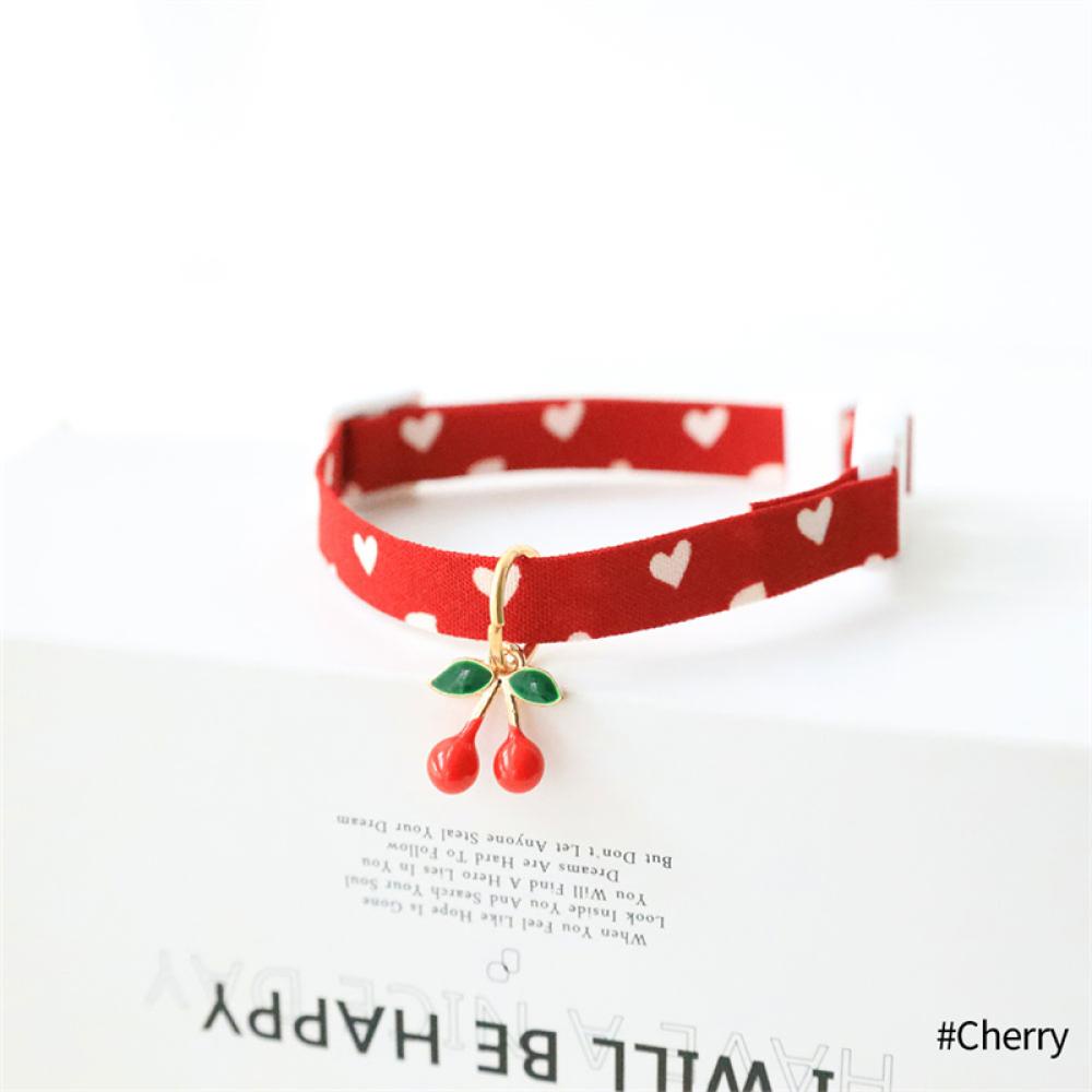 Timekey Kalung Collar Adjustable Motif Hatimalaikatbunga Cherry Untuk Anjingkucing C1T1