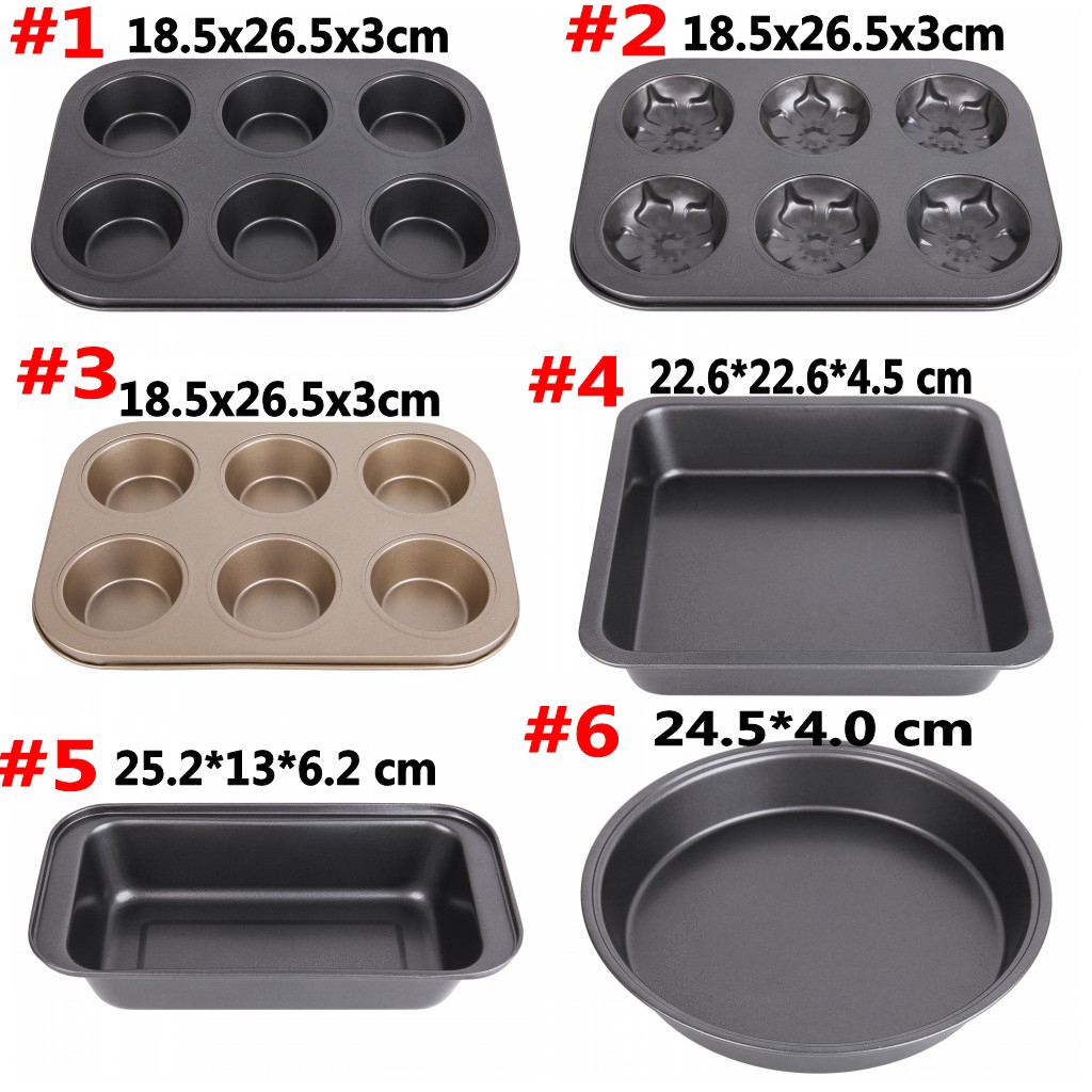 6 Holes Cake Baking Pan / Non-stick Cupcake Pan Muffin  Tray /  Round Pizza Cupcake Mold / Baking Bread Pan Bakeware Biscuit Pan