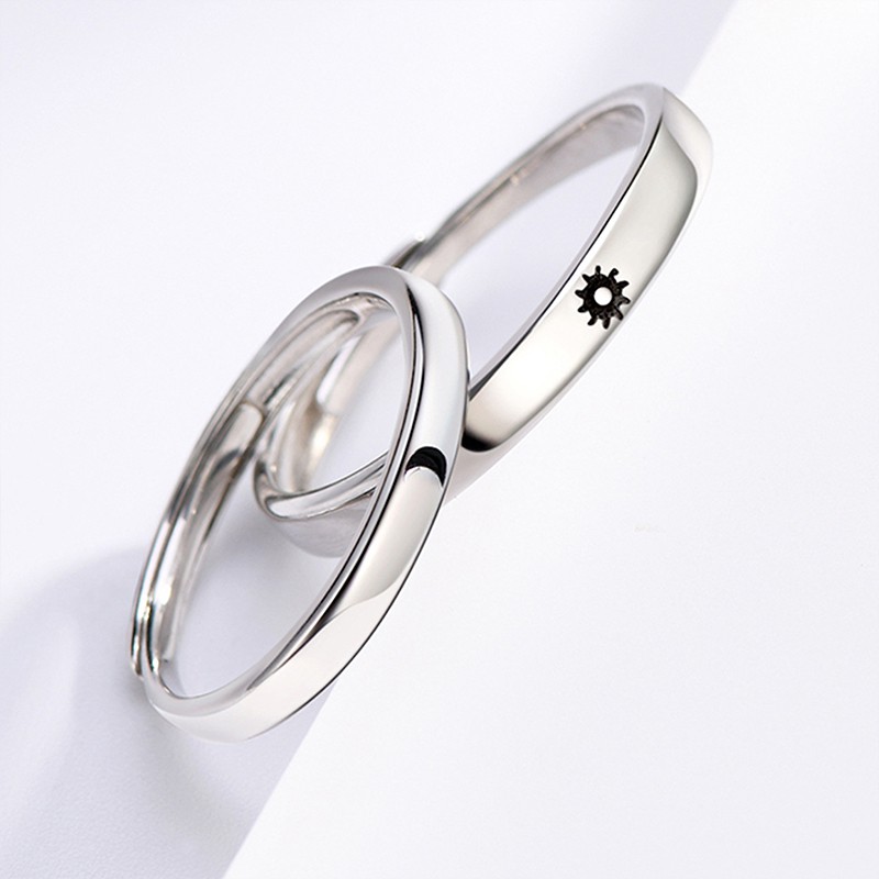 Cincin Couple Simple Bulan &amp; Matahari Adjustable (ukuran bisa disesuaikan) Moon &amp; sun rings Lover's