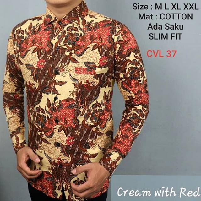 BAJU KEMEJA BATIK PRIA SLIM FIT LENGAN PANJANG CVL 37