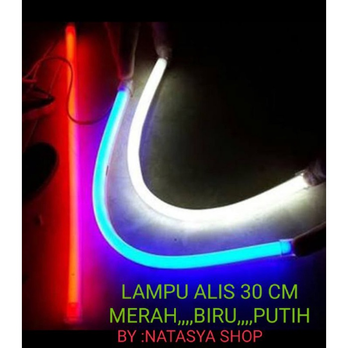 lampu alis 30 cm lampu variasi warna merah biru dan putih universal bohlam lampu alis mio vario dll