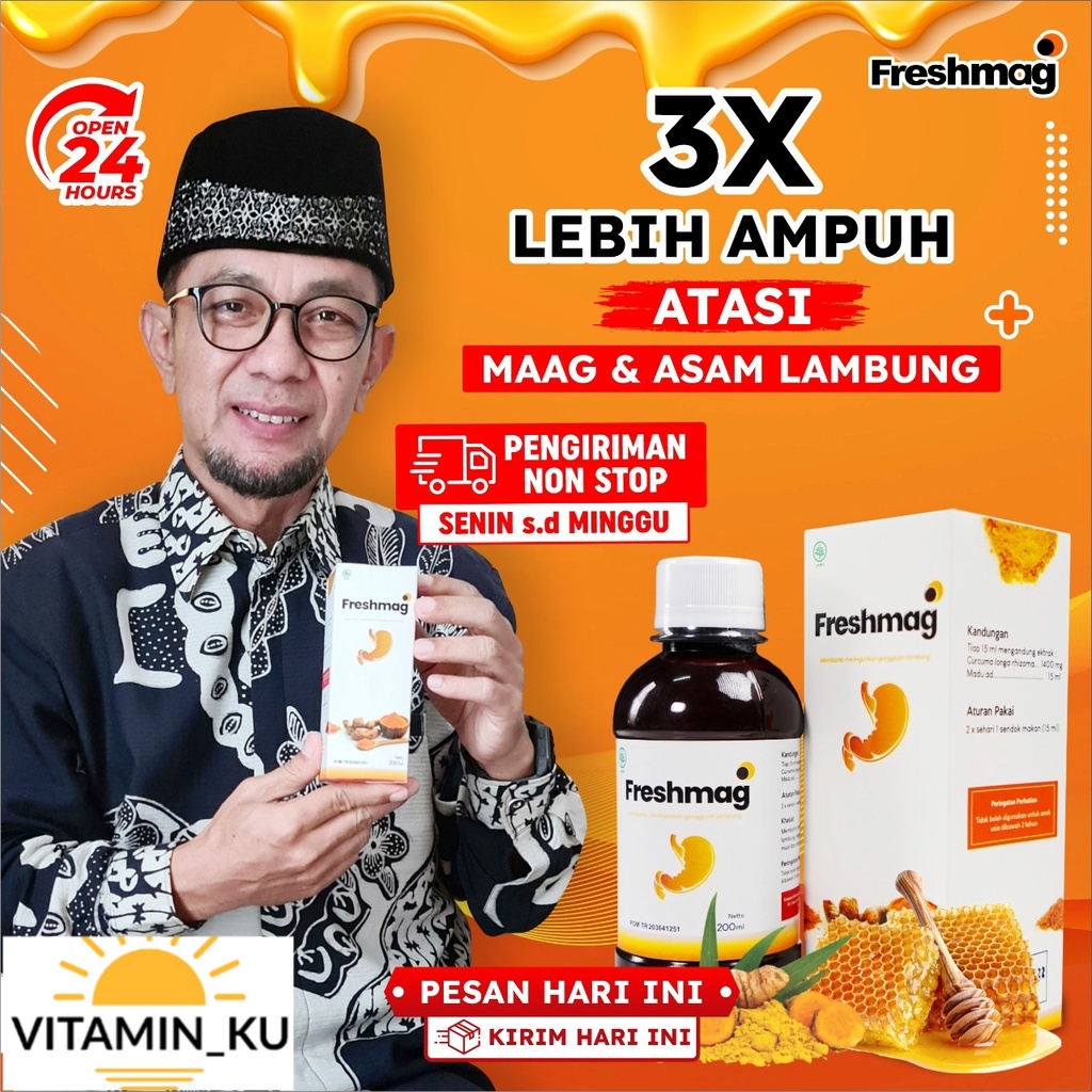 ORIGINAL Freshmag 200ML - Madu Freshmag Presmag Preshmaag Fresmag Fres maag Atasi Masalah Sakit Maag &amp; Nyeri Asam Lambung dalam Hitungan Jam Penambah Nafsu Makan Isi 200ml #Vitamin_KU