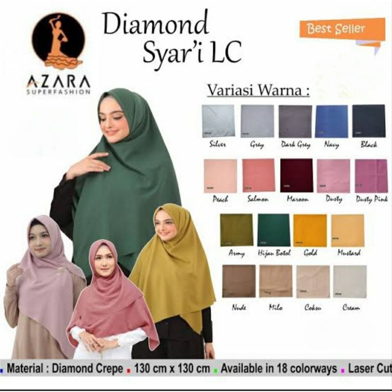 Jilbab Segi Empat Syar'i Diamond LC Azara