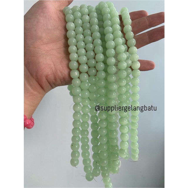 Bahan renceng kalung Gelang GREEN CAT EYE 10mm mata kucing hijau asli