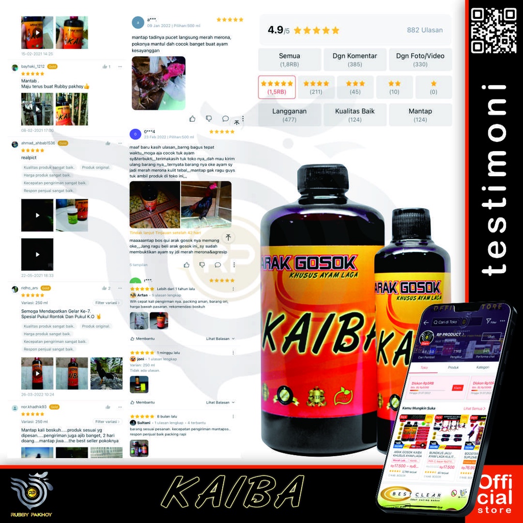 ARAK GOSOK KAIBA KHUSUS AYAM LAGA MENJADIKAN KULIT AYAM TEBAL DAN MERAH MERONA