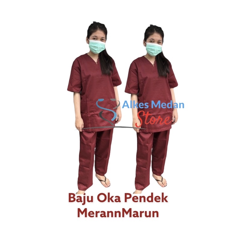 Baju OKA Lengan Pendek / Baju OK/ baju jaga / baju jaga dokter /baju dokter / baju Ok/ baju scrub medis /Seragam medis Samlab alkes