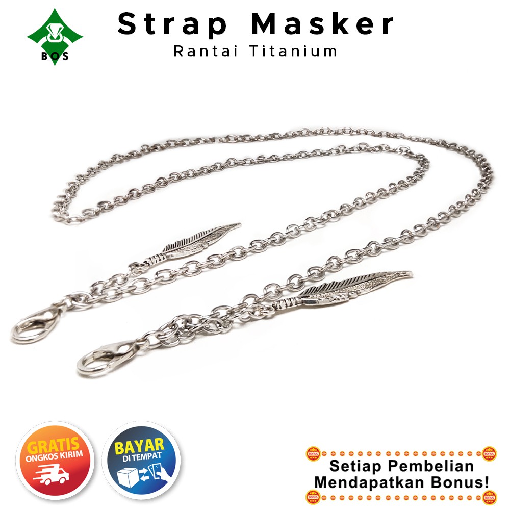 [Bayar Di Tempat] BOS Strap Masker Rantai Kalung Pria Wanita Keren Titanium Korea Pengait Terbaru