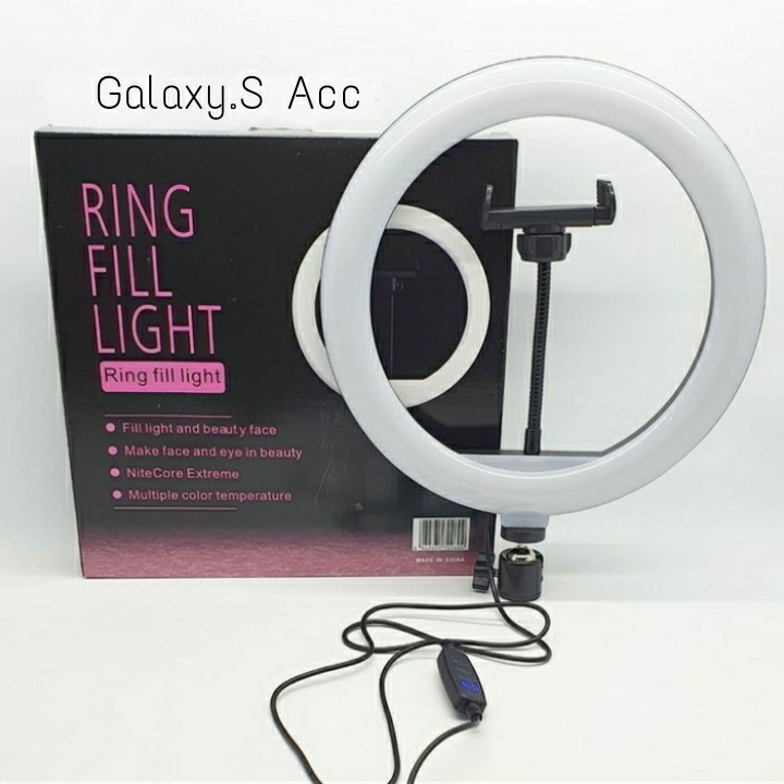 PAKET RING LIGHT 26M 10 INCH GRIP TRIPOD 2,1 METER TIKTOK VIDEO MAKE UP LAMPU VLOG 210CM