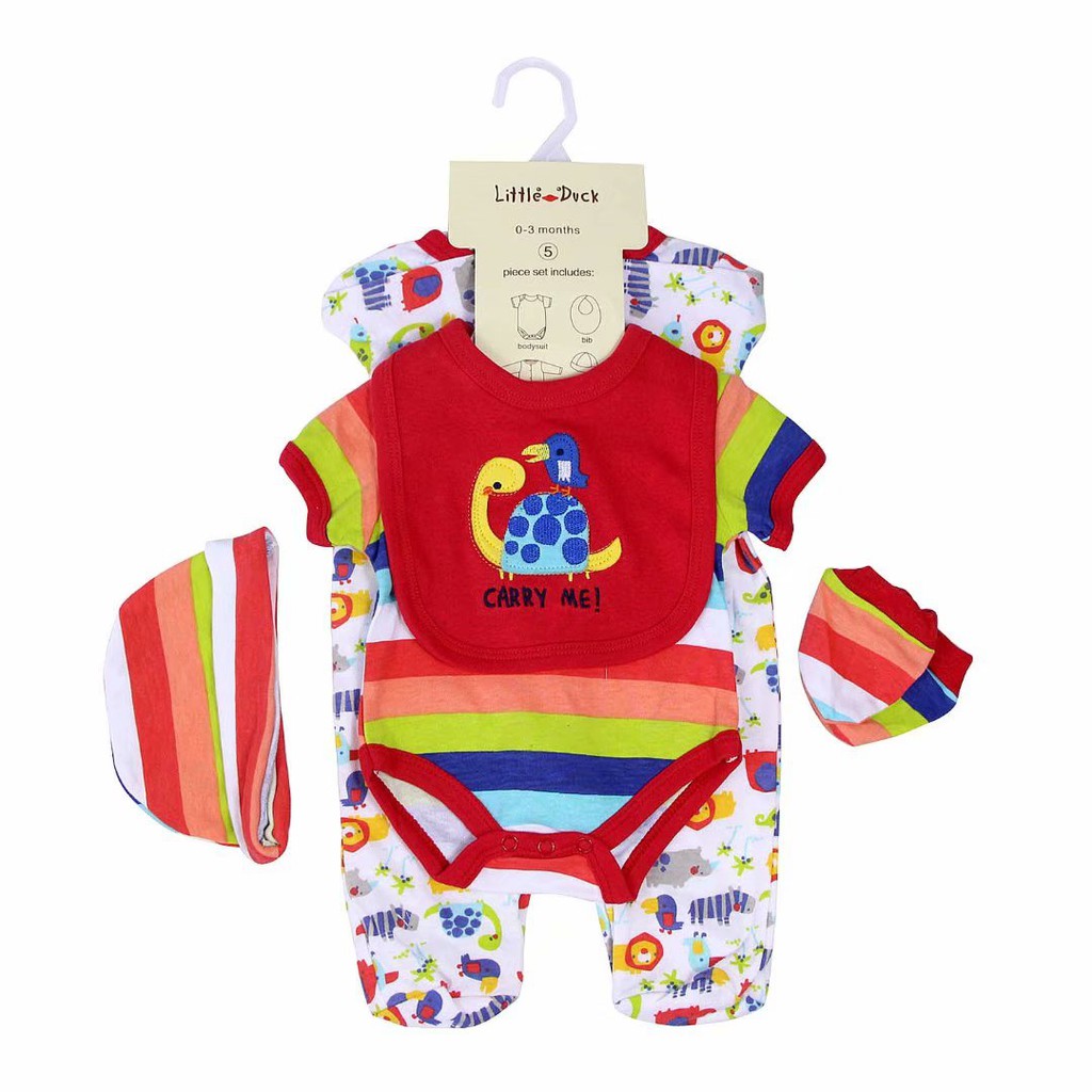 Little Duck 5in1 Long Sleeve Baby Jumper Set / Jumper Bayi / Baju Bayi / Baby Romper / Baby Giftset