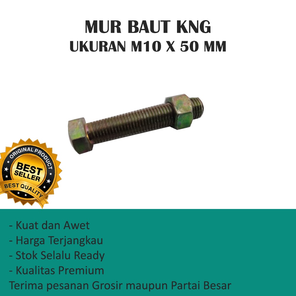 MUR BAUT UKURAN M10 X 50 MM KNG MURAH (HARGA PER 10 PCS)