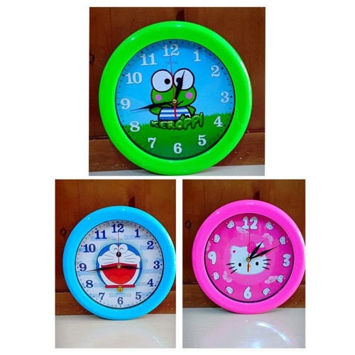 [ COD ] Jam Dinding Karakter / Jam Analog / Jam Dinding Hias / jam watch dinding motif doremon keroppi katak hello kitty keropi biru hijau pink