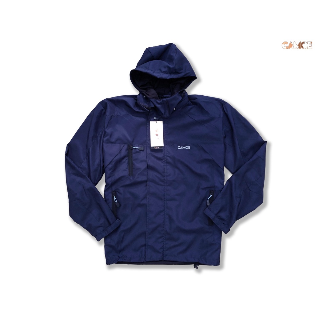 CAMOE Jaket Gunung Outdoor Premium Anti Air Biru Dongker Full Navy blue
