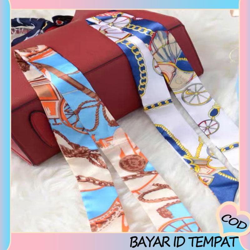 COD❤️ Syal sutra kecil panjang diikat tas dekorasi diikat rambut profesional syal ikat kepala pita busur-A.one