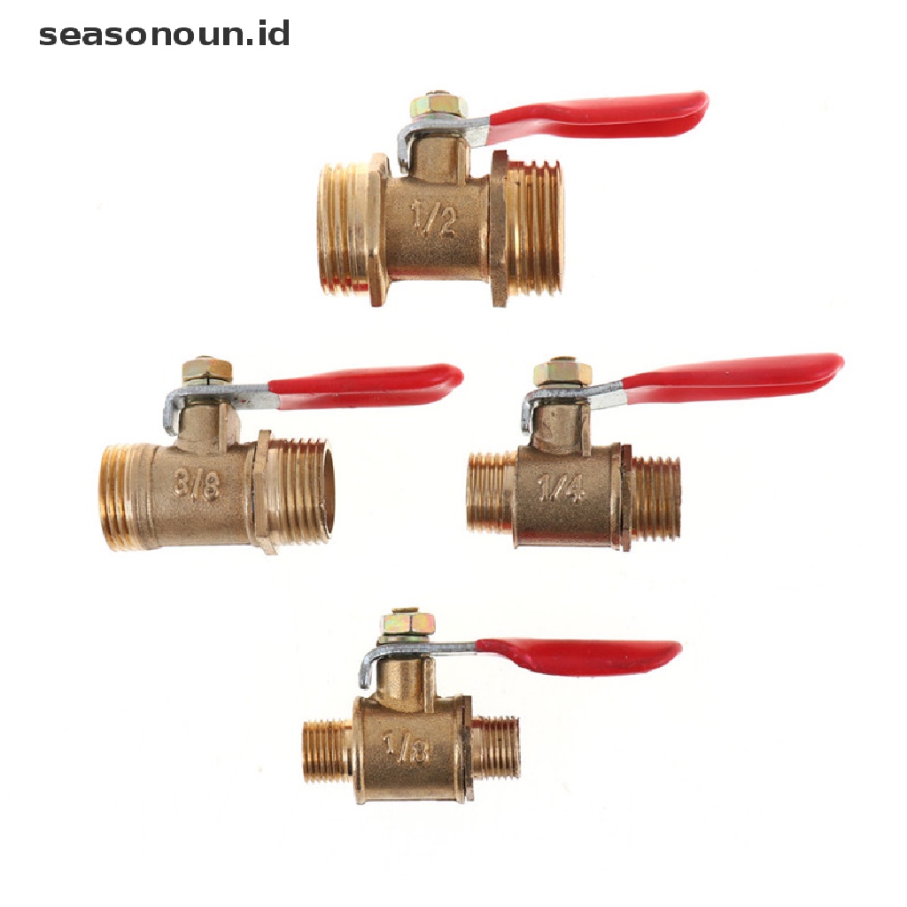 【seasonoun】 Brass Ball Valve 1/8&quot; 1/4&quot; 3/8&quot; 1/2&quot; Male to Male BSP Thread with Handle .