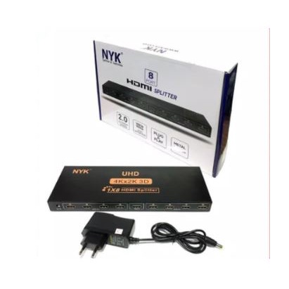 Hdtv splitter nyk 8 port 4k uhd 3d Hdcp adapter box for dvd pc laptop stb ps 3 4 - Hdtv 1 input to 8 output adaptor