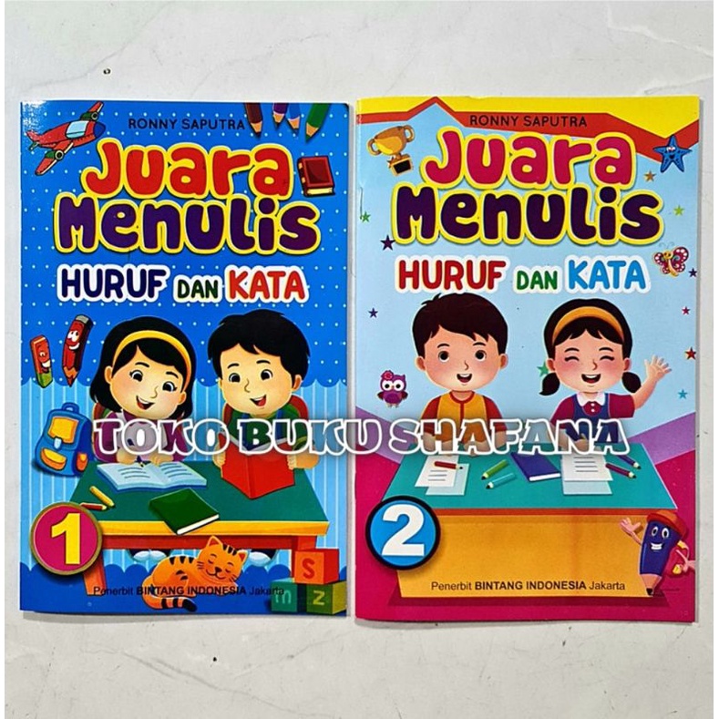 Buku Anak - Juara Menulis Huruf dan Kata Untuk Paud / TK Jilid 1 dan Jilid 2 Bintang Indonesia