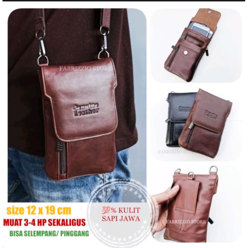 tas hp kulit asli waistbag