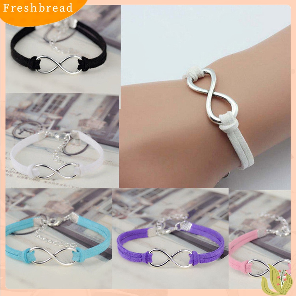 ?Fresh?? Gelang Tangan Unisex/Pasangan Tali Velvet Hias Simbol 8 Infinity Simple