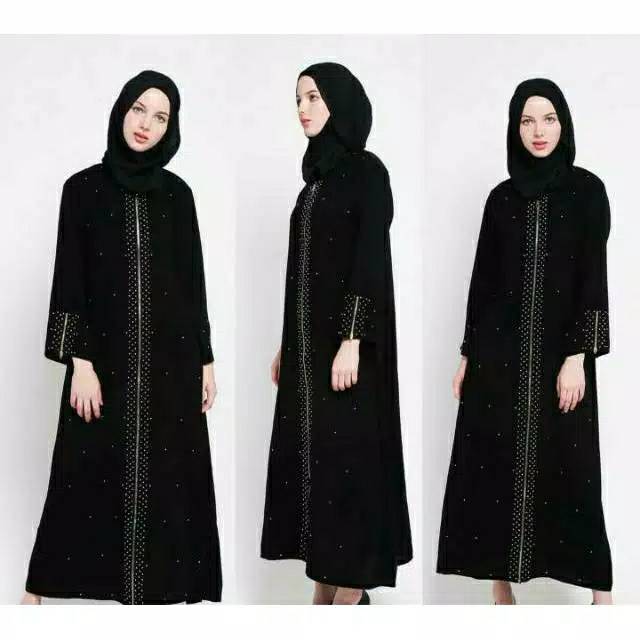 GALLERY ABAYA EXCLUSIVE ABAYA ZIPER MATA RESLETING EMAS SANGAT CANTIK, ANGGUN DAN BERTABUR MATA2