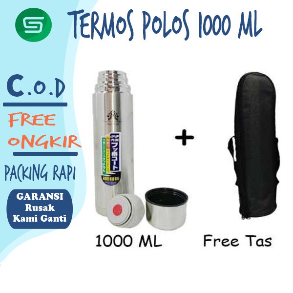 VACUUM BOTTLE 1 L TERMOS AIR PANAS STAINLESS STEEL 1 LITER / TERMOS TAS 1L TERMOS KAPSUL 1000 ML TAH