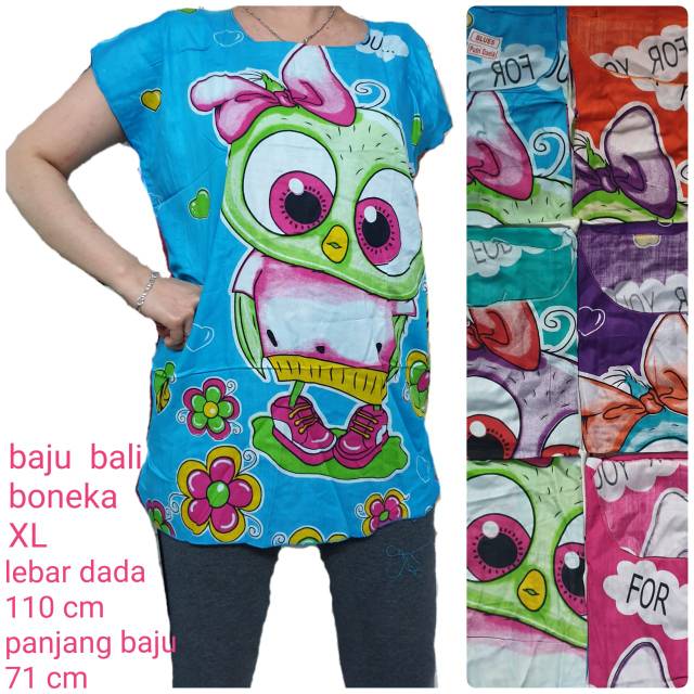 BH 43 baju bali XL boneka burung katun warna naci