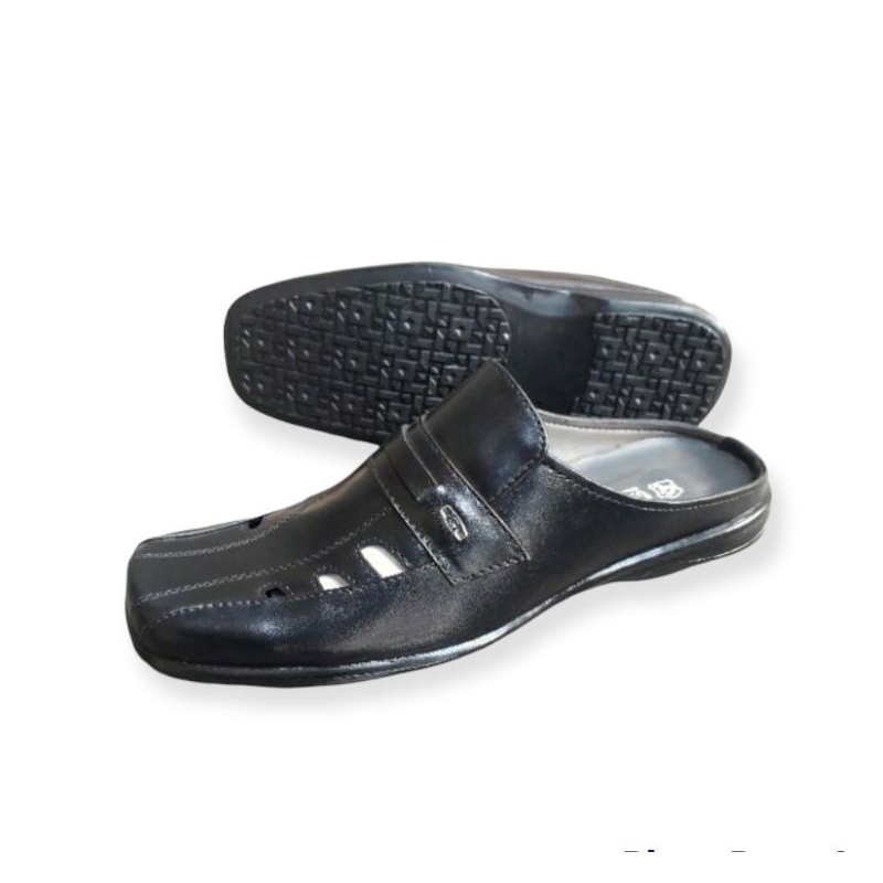 Claway Sepatu Daltu Tutong Slop Bustong Pria Asli Kulit Sole Karet