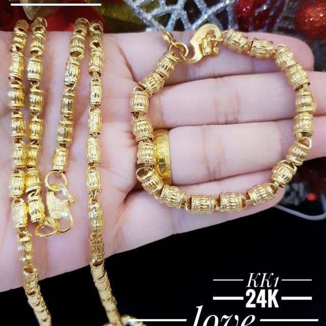 Xuping gelang dan kalung lapis emas 24k 0811k