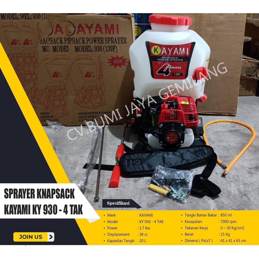 MESIN SEMPROT HAMA / KNAPSACK POWER SPRAYER KAYAMI 930 4 TAK